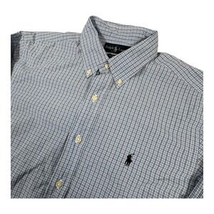 Ralph Lauren Classic Men's 16.5 L Blue‎ Plaid Long Sleeve Button Front Shirt